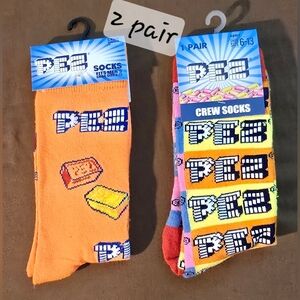 2 Pair PEZ Candy Novelty Crew Socks